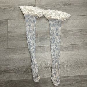 Lace Top Sheer Blue and White Stockings